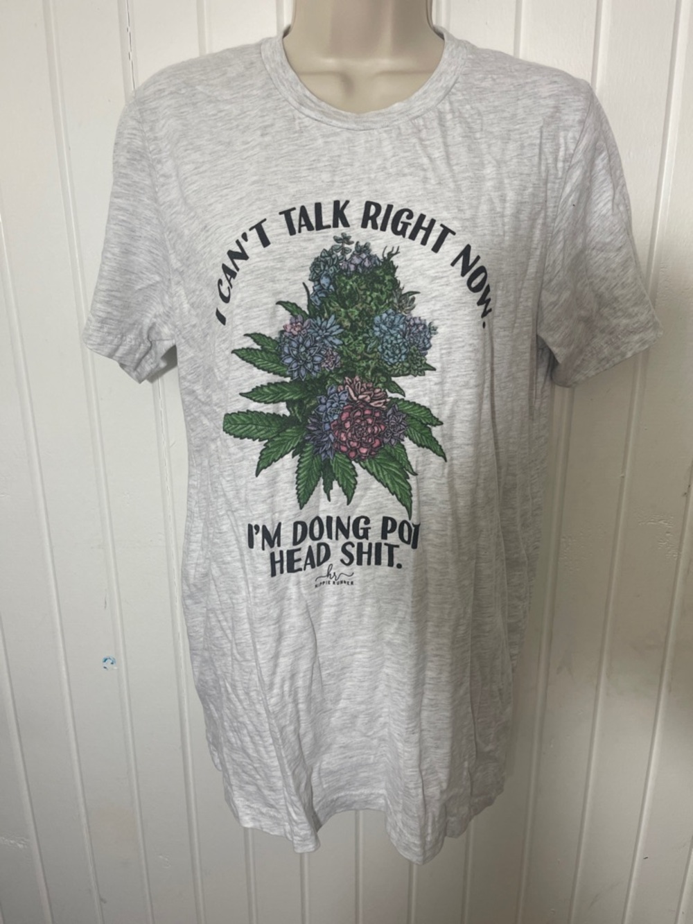 Graphic Hydrangea Tee - Light Heather Gray - Medium